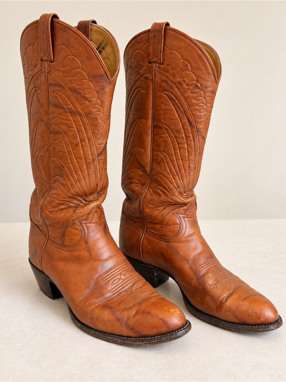 Vintage Tony Lama Cowboy Boots Men’s 9.5 Brown Leather Western Made in USA
